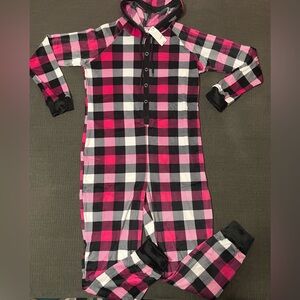 New Adult Pink and Black Onesie Pajamas L/XL